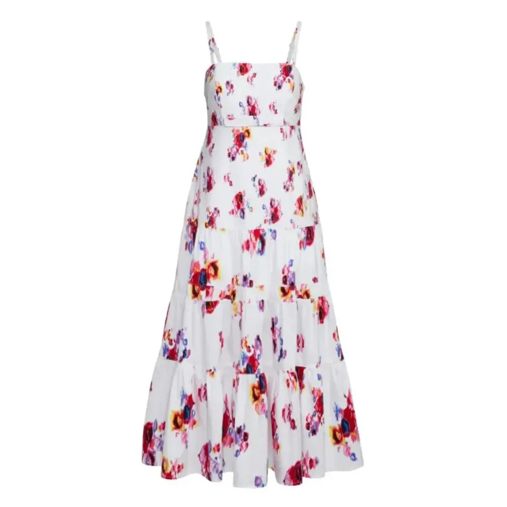 Prabal Gurung Sleeveless Midi Dress Tiered Printed Casual Party Fit flare Sz 18W
